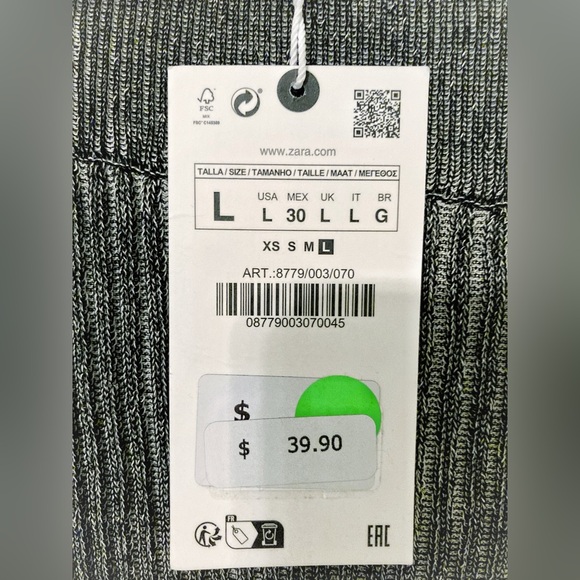 Zara Textured silver Skirt nwt - Picture 5 of 6